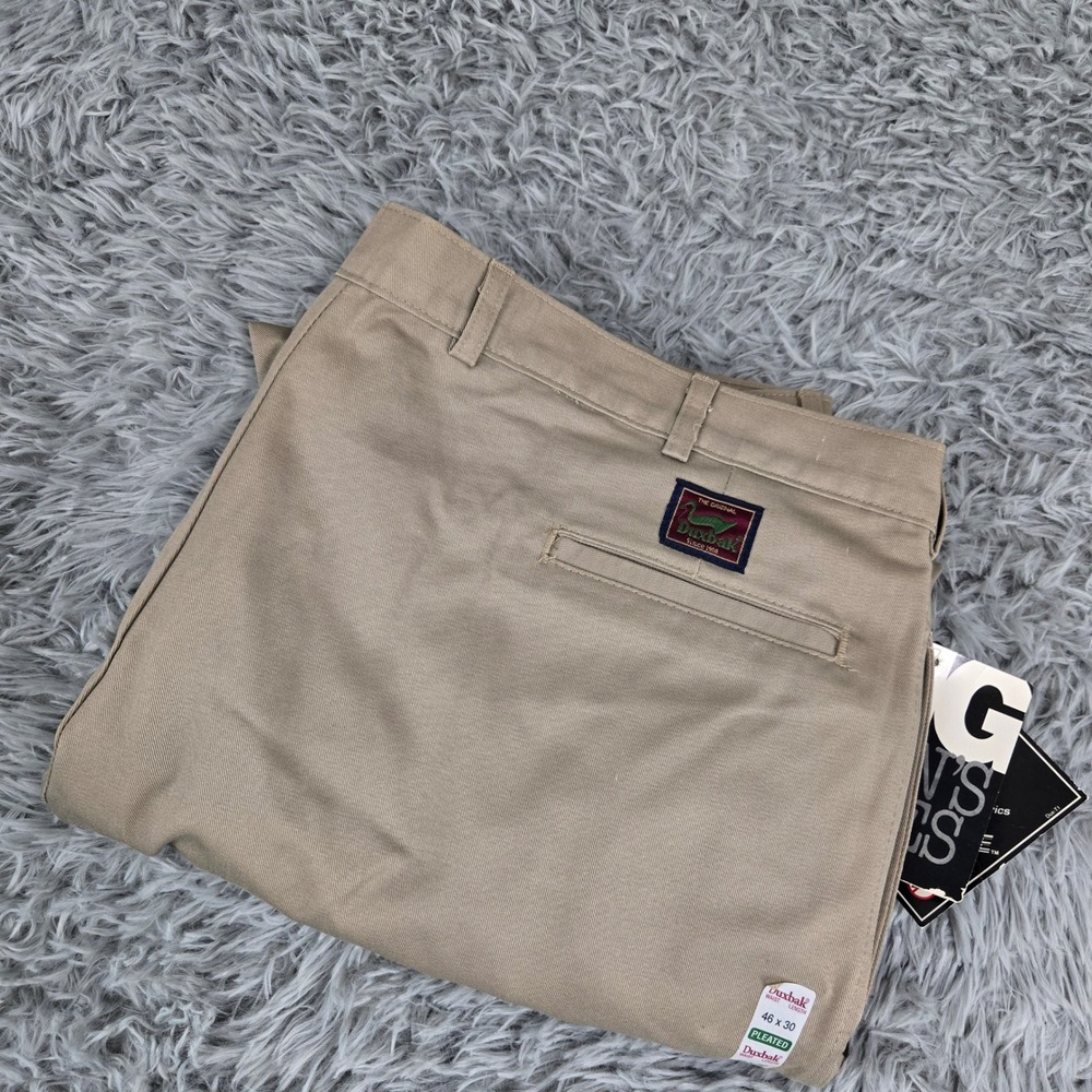 Duxbak‎ Pleated Chino Pants Mens 46x30 Khaki NEW USA Made Cotton Twill 94053129